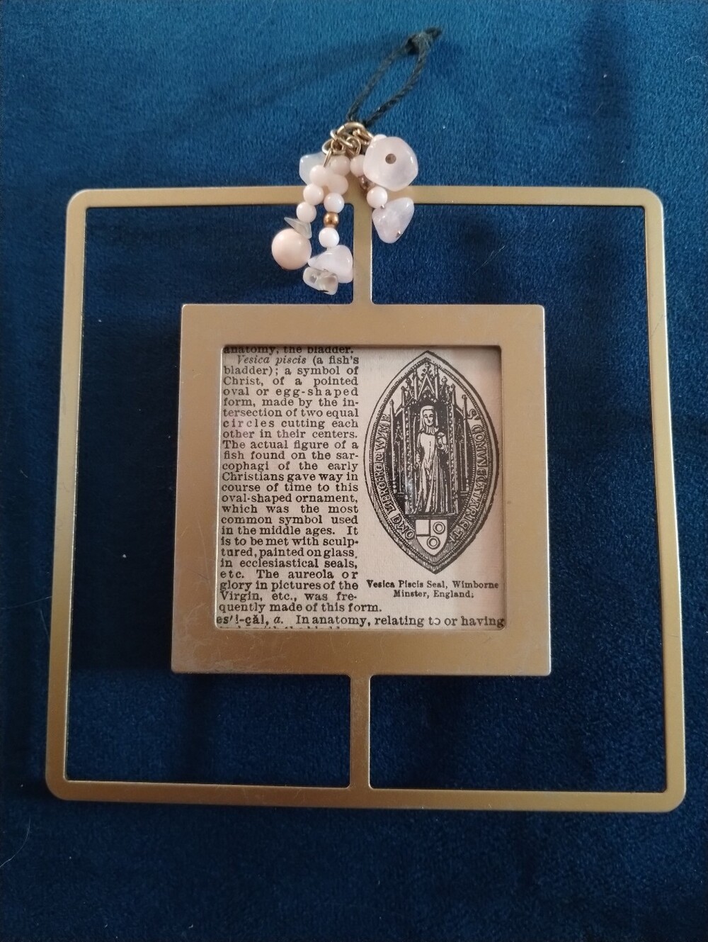 Vintage Dictionary Clipping Hanging Gold Frame